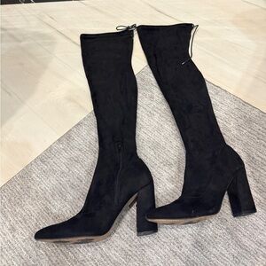 Black Knee High Over the Knee Black Heel Boots Size 7